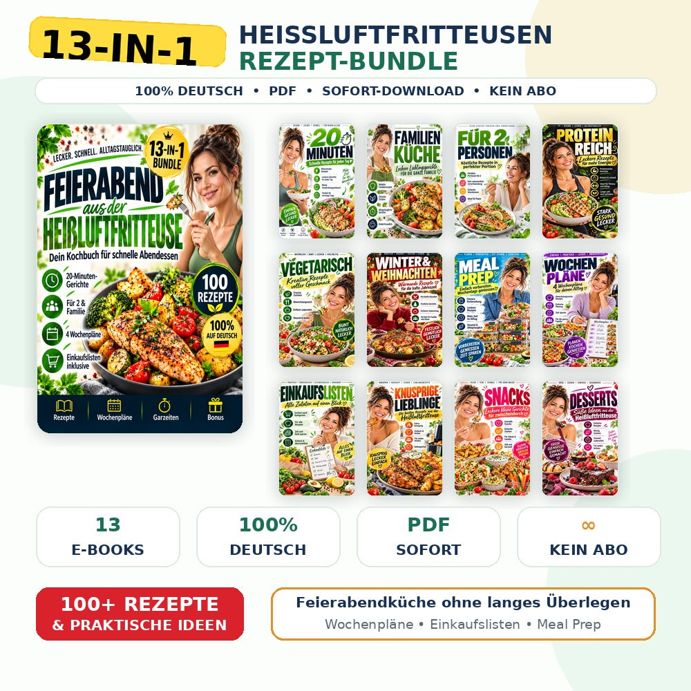 FeierabendGenuss – 13-in-1 Heißluftfritteusen Rezept-Bundle