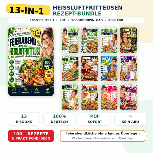 FeierabendGenuss – 13-in-1 Heißluftfritteusen Rezept-Bundle